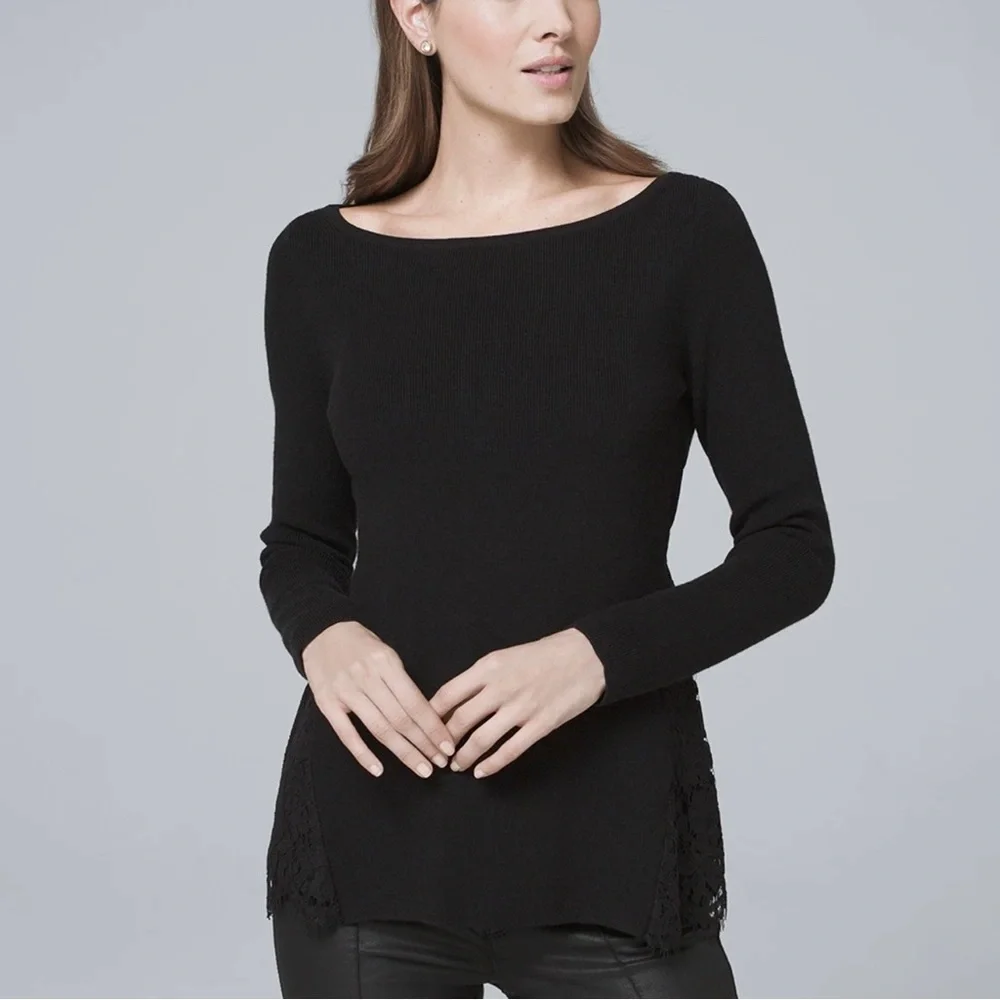 White House Black Market WHBM Lace-Back Sweater XS